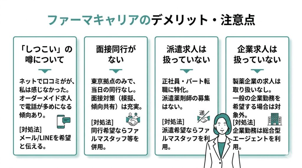 ファーマキャリアのデメリット・注意点