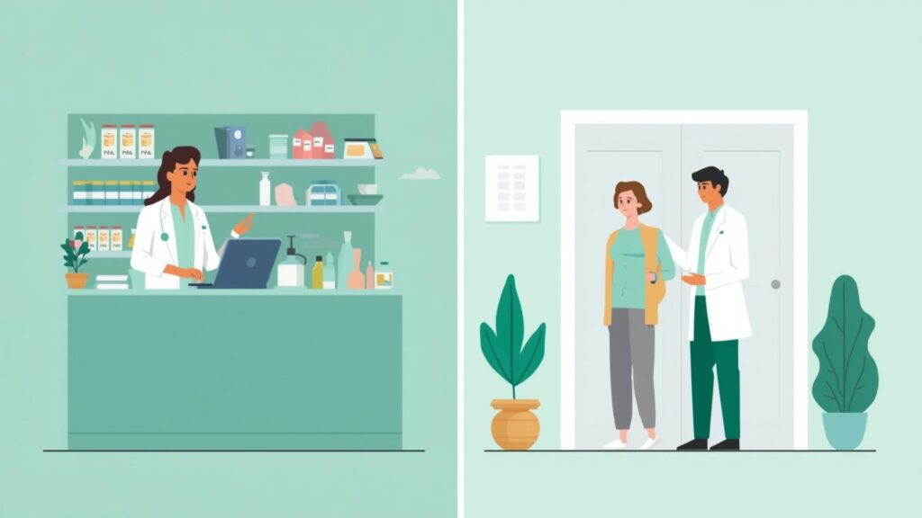 在宅薬剤師と調剤薬局の仕事内容の違いを解説するセクションの見出し画像