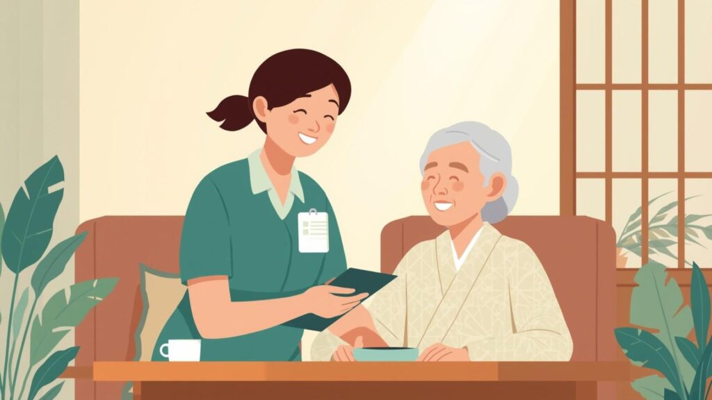 在宅薬剤師と患者さんの継続的な関わりをイメージしたイラスト