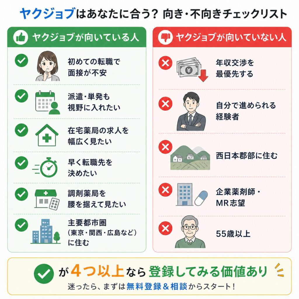 ヤクジョブが向いている人・向いていない人のチェックリスト