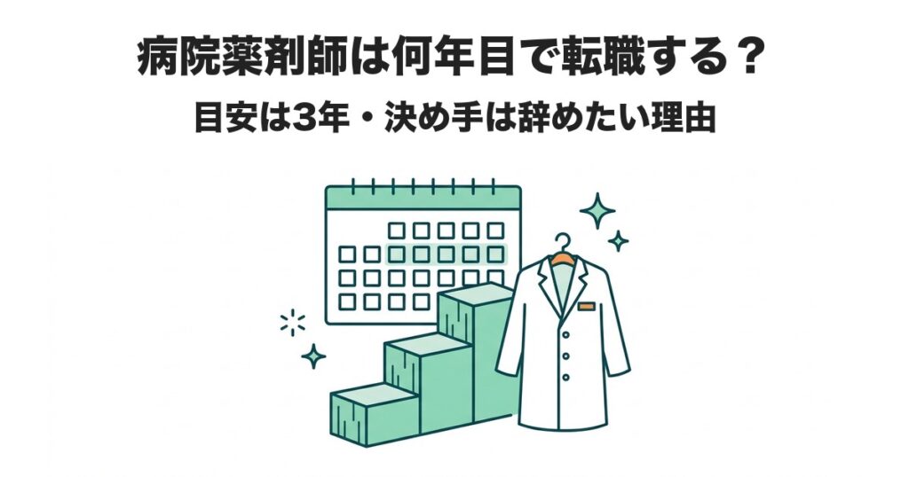 病院薬剤師は何年目で転職する？ 目安は3年・決め手は辞めたい理由