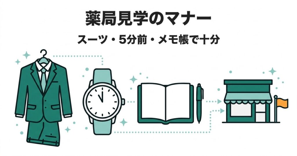 薬局見学のマナー スーツ・5分前・メモ帳で十分